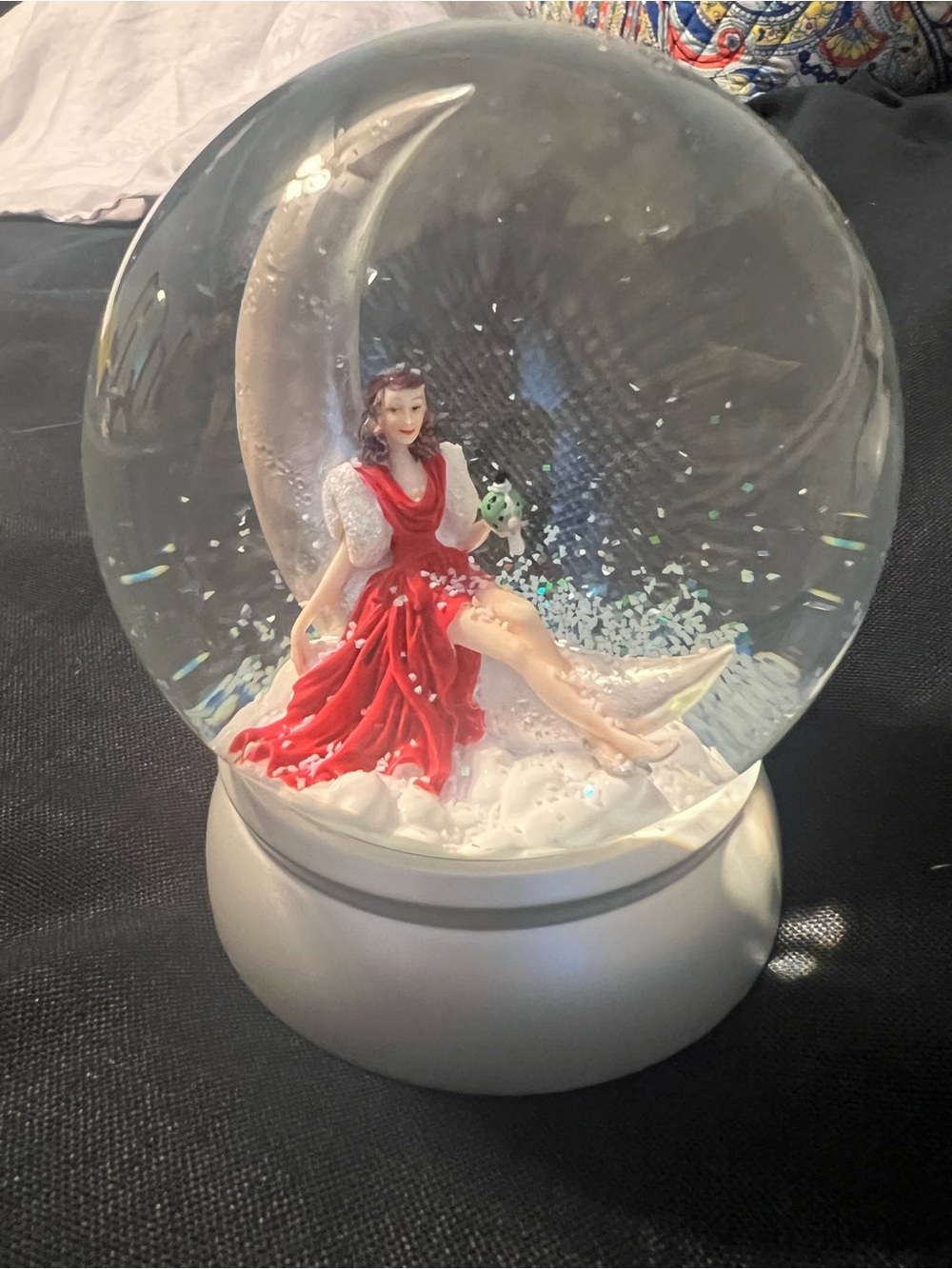 Nordstrom Red Fairy on Crescent Moon Snow Globe